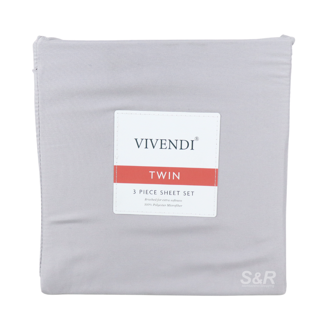 Vivendi 3-piece Dark Gray Sheet Set Twin Size
